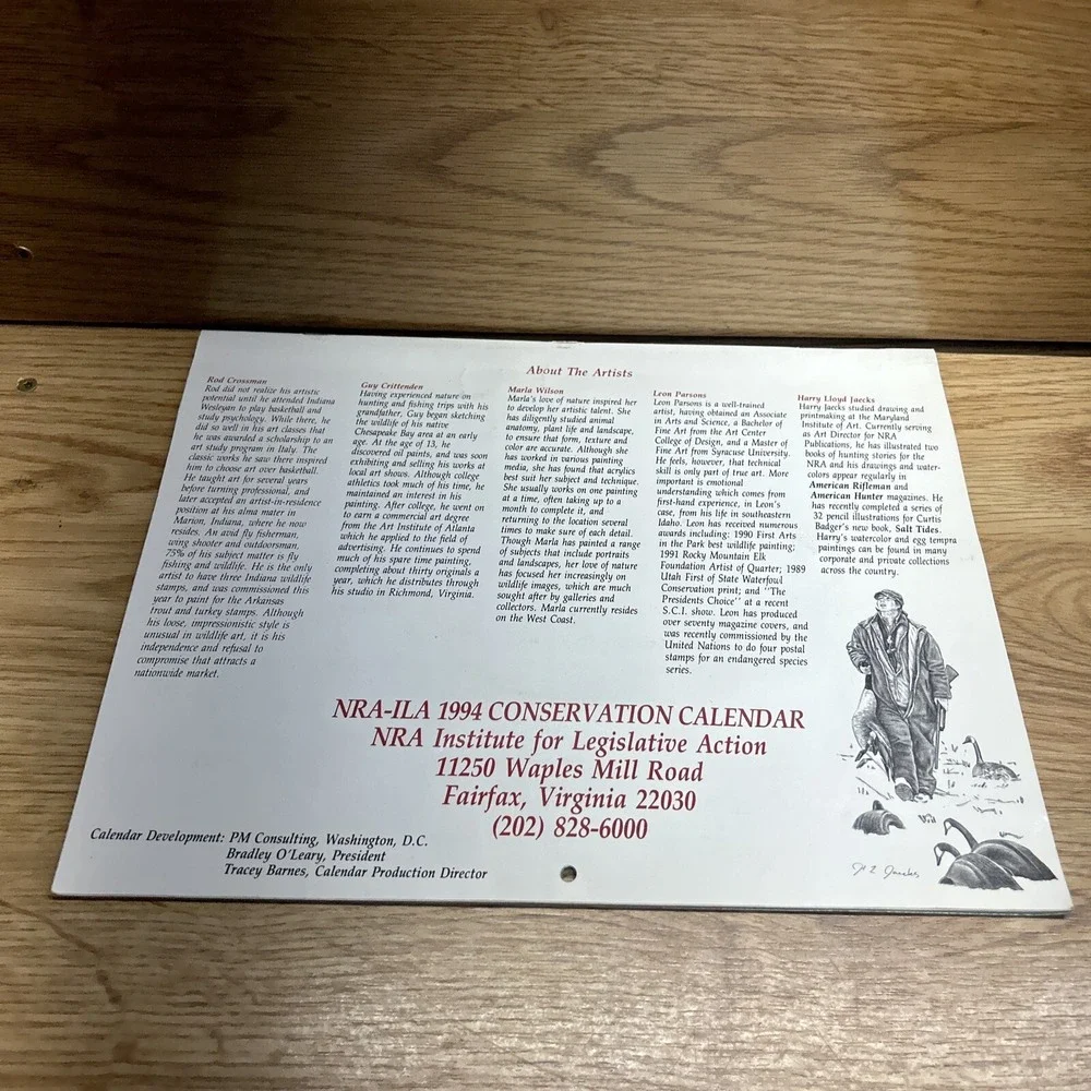 Vintage NRA-ILA CONSERVATION CALENDAR- National Rifle Association